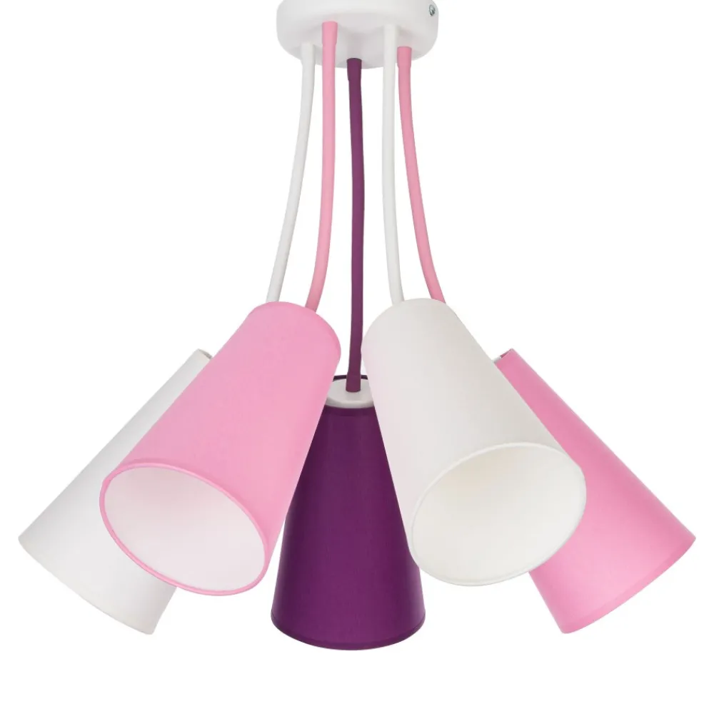 Lampa Sufitowa WIRE KIDS Biały Fioletowy Abażury 5xE27 * TK Lighting Hot