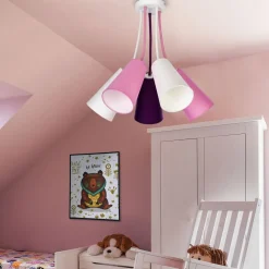 Lampa Sufitowa WIRE KIDS Biały Fioletowy Abażury 5xE27 * TK Lighting Hot