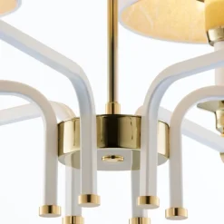 Lampa wisząca ABANDO złota biały abażur 6xE27 * Jupiter Clearance