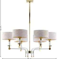 Lampa wisząca ABANDO złota biały abażur 6xE27 * Jupiter Clearance