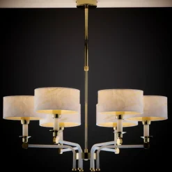 Lampa wisząca ABANDO złota biały abażur 6xE27 * Jupiter Clearance