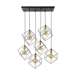 Lampa Wisząca ALAMBRE Czarny Złoty 6xE27 * TK Lighting New