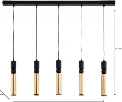 Lampa Wisząca ALAS Czarny Złoty 5xGU10 * Jupiter Online