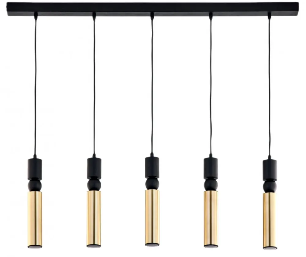 Lampa Wisząca ALAS Czarny Złoty 5xGU10 * Jupiter Online