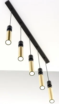 Lampa Wisząca ALAS Czarny Złoty 5xGU10 * Jupiter Online