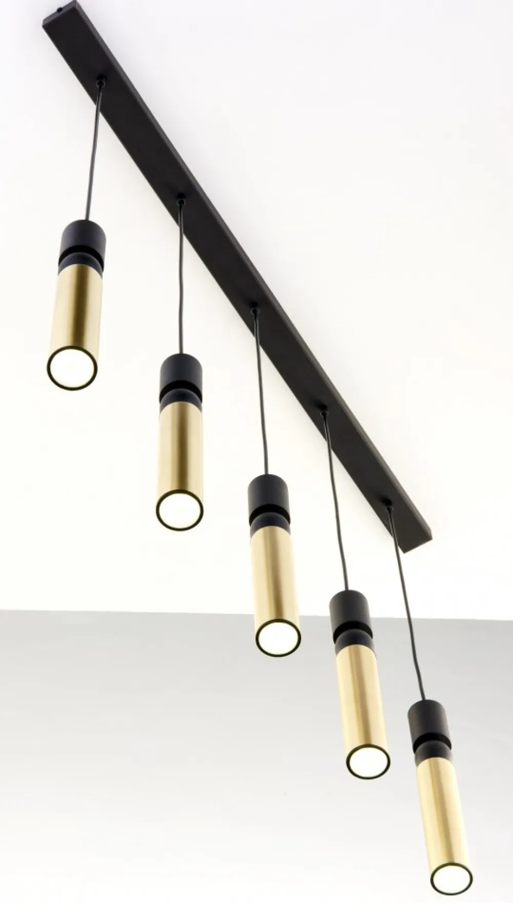 Lampa Wisząca ALAS Czarny Złoty 5xGU10 * Jupiter Online
