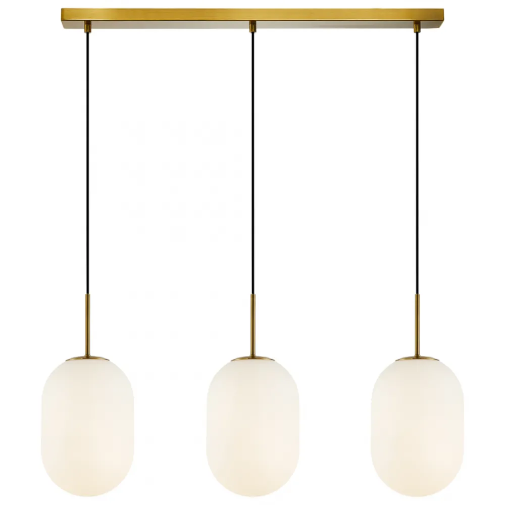 Lampa Wisząca ALIAS Złoty Szklane Klosze 3xE14 83cm * Eko-light Sale