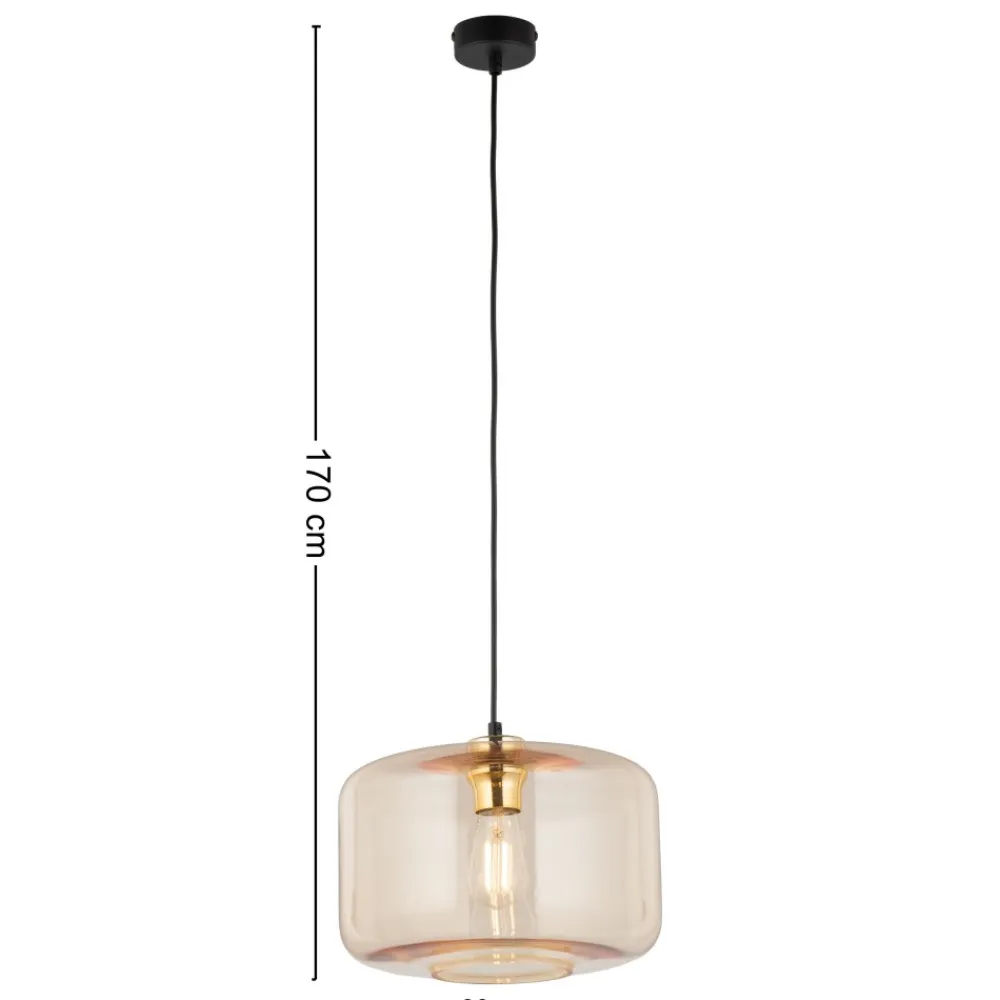Lampa Wisząca ALMA Czarny Bursztyn Szklany Klosz 1xE27 30cm * TK Lighting