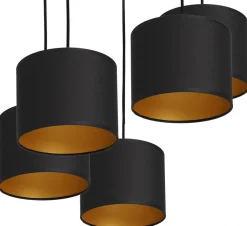 Lampa Wisząca ARDEN Czarny Złoty Abażur 3xE27 Plafon * Luminex Sale
