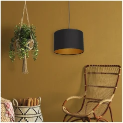 Lampa Wisząca ARDEN Czarny Złoty Abażur 1xE27 18cm * Luminex