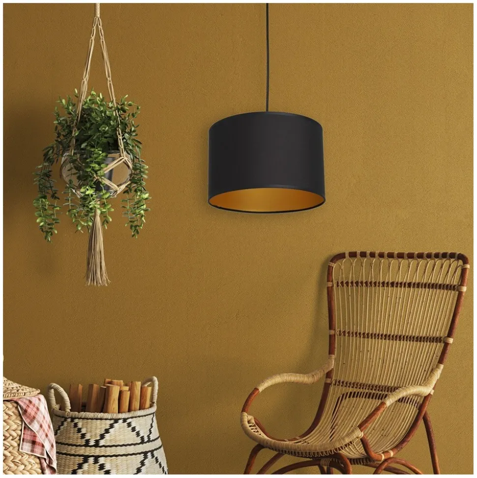 Lampa Wisząca ARDEN Czarny Złoty Abażur 1xE27 25cm