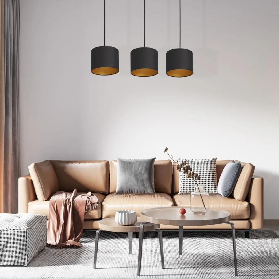 Lampa Wisząca ARDEN Czarny Złoty Abażur 3xE27