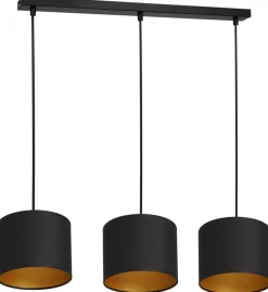 Lampa Wisząca ARDEN Czarny Złoty Abażur 3xE27