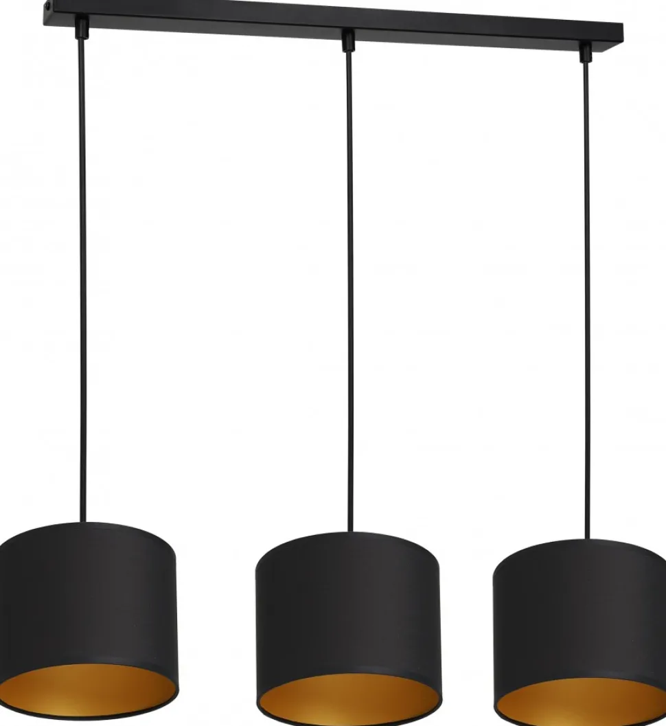 Lampa Wisząca ARDEN Czarny Złoty Abażur 3xE27