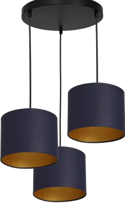 Lampa Wisząca ARDEN Niebieski Złoty Abażur 3xE27 Plafon