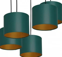 Lampa Wisząca ARDEN Zielony Złoty Abażur 5xE27 * Luminex