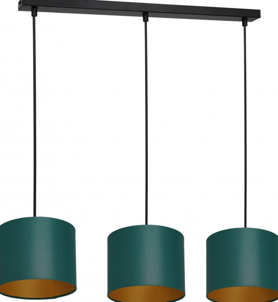Lampa Wisząca ARDEN Zielony Złoty Abażur 3xE27