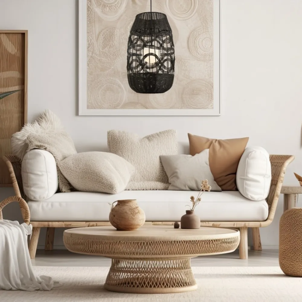 Lampa Wisząca ARONA Abażur Czarny 1xE14 40cm * Eko-light Outlet