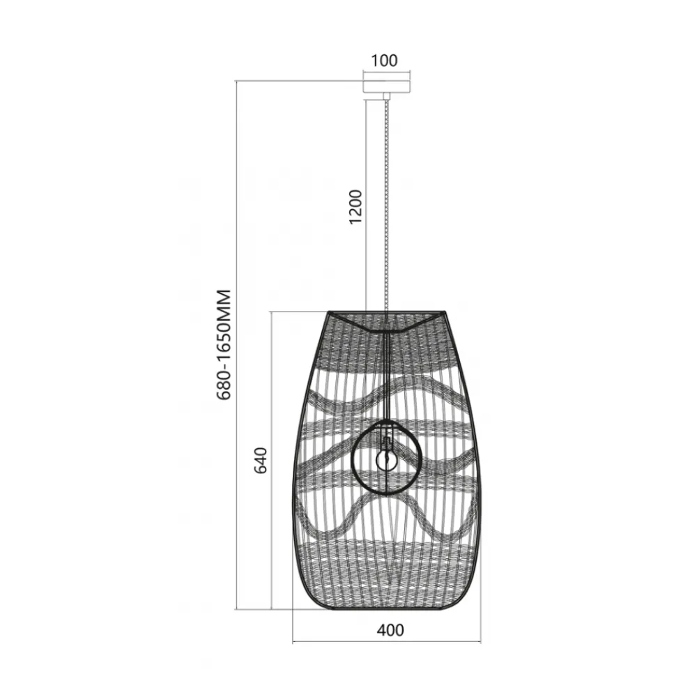 Lampa Wisząca ARONA Abażur Czarny 1xE14 40cm * Eko-light Outlet