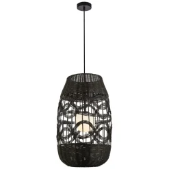 Lampa Wisząca ARONA Abażur Czarny 1xE14 40cm * Eko-light Outlet