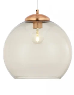 Lampa Wisząca ASTI Miedziany Szary Szklany Klosz 1xE27 29 cm * Jupiter Online