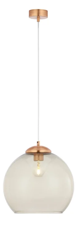Lampa Wisząca ASTI Miedziany Szary Szklany Klosz 1xE27 29 cm * Jupiter Online