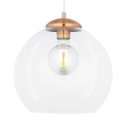 Lampa Wisząca ASTI Miedziany Transparentny Szklany Klosz 1xE27 29 cm * Jupiter Clearance
