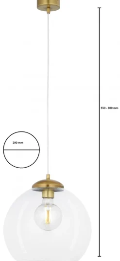 Lampa Wisząca ASTI Patyna Transparentny Szklany Klosz 1xE27 29 cm * Jupiter Outlet