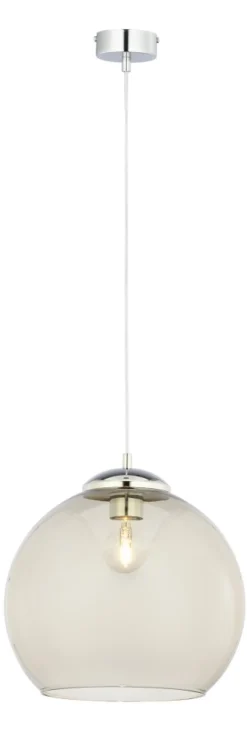 Lampa Wisząca ASTI Srebrny Szary Szklany Klosz 1xE27 29 cm * Jupiter Online