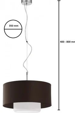 Lampa Wisząca AVEO Brązowy Biały Abażur Szklany Klosz 1xE27 35 cm * Jupiter Discount