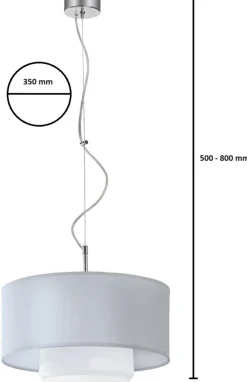 Lampa Wisząca AVEO Srebrny Biały Abażur Szklany Klosz 1xE27 35 cm * Jupiter New