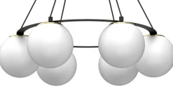 Lampa Wisząca BALLO Czarny Złoty Szklany Klosz 6xE27