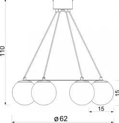 Lampa Wisząca BALLO Czarny Złoty Szklany Klosz 6xE27
