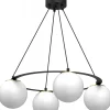 Lampa Wisząca BALLO Czarny Złoty Szklany Klosz 4xE27 Koło * Luminex