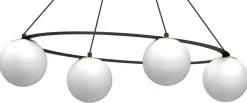 Lampa Wisząca BALLO Czarny Złoty Szklany Klosz 4xE27 * Luminex