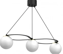 Lampa Wisząca BALLO Czarny Złoty Szklany Klosz 2xE27 * Luminex New