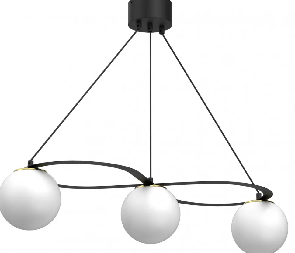 Lampa Wisząca BALLO Czarny Złoty Szklany Klosz 2xE27 * Luminex New