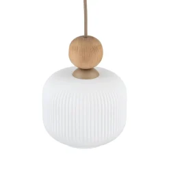 Lampa wisząca BALLO sabia beżowa klosz biały 1xE14 15 cm * TK Lighting Outlet