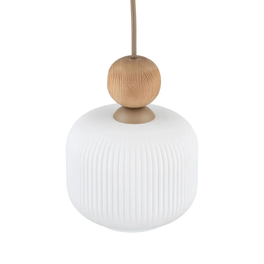Lampa wisząca BALLO sabia beżowa klosz biały 1xE14 15 cm * TK Lighting Outlet
