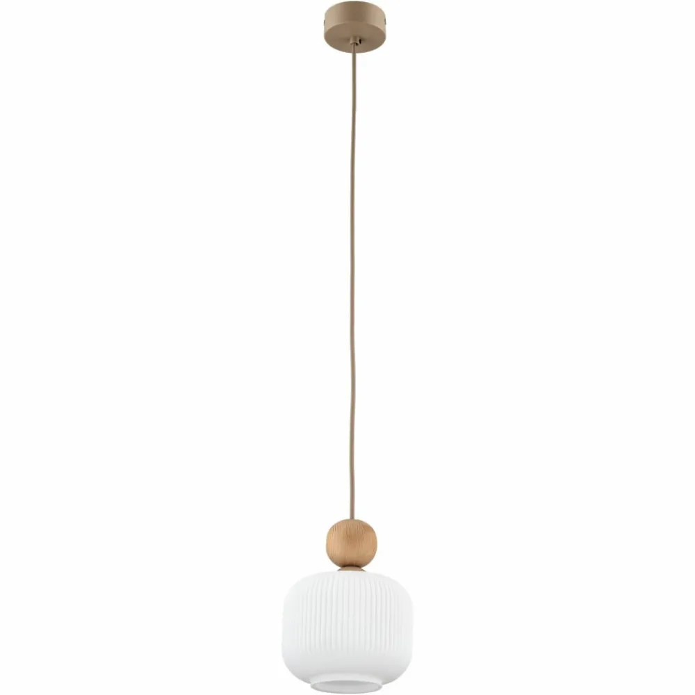 Lampa wisząca BALLO sabia beżowa klosz biały 1xE14 15 cm * TK Lighting Outlet
