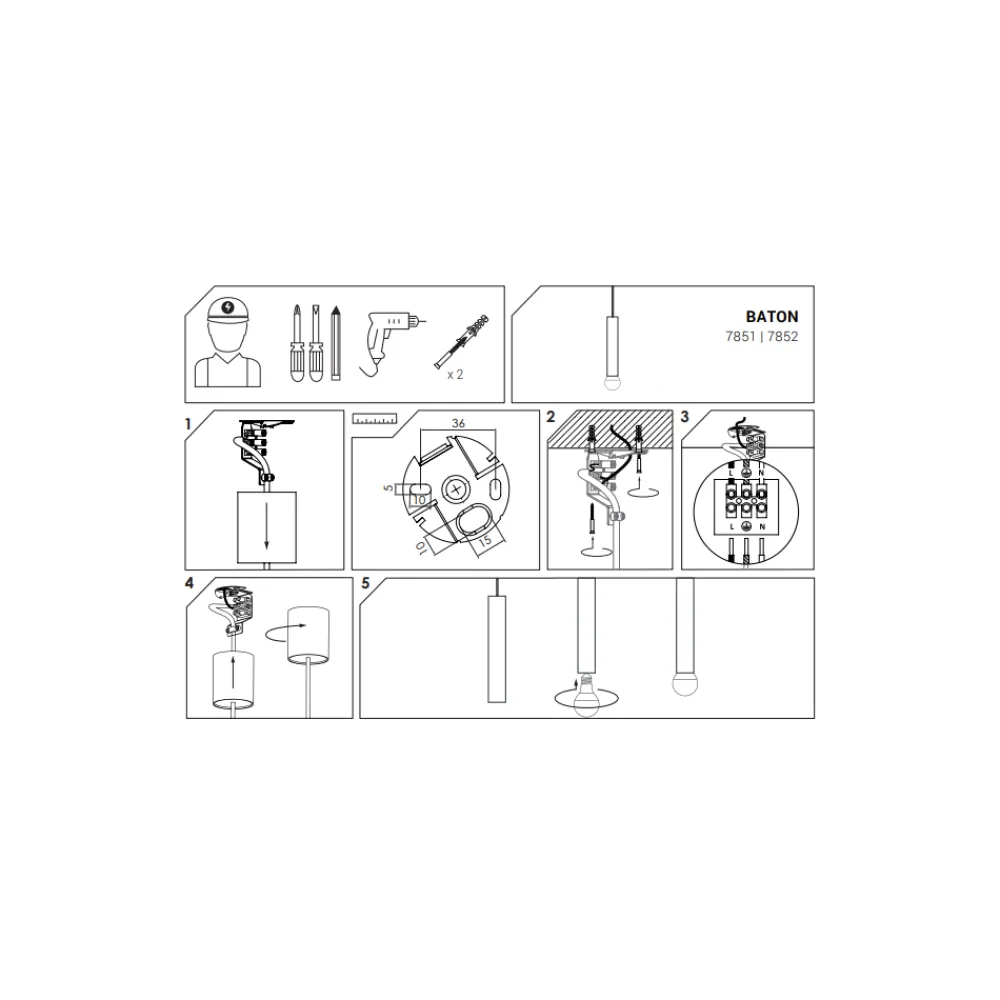 Lampa Wisząca BATON Czarny 1xE27 * Nowodvorski Clearance