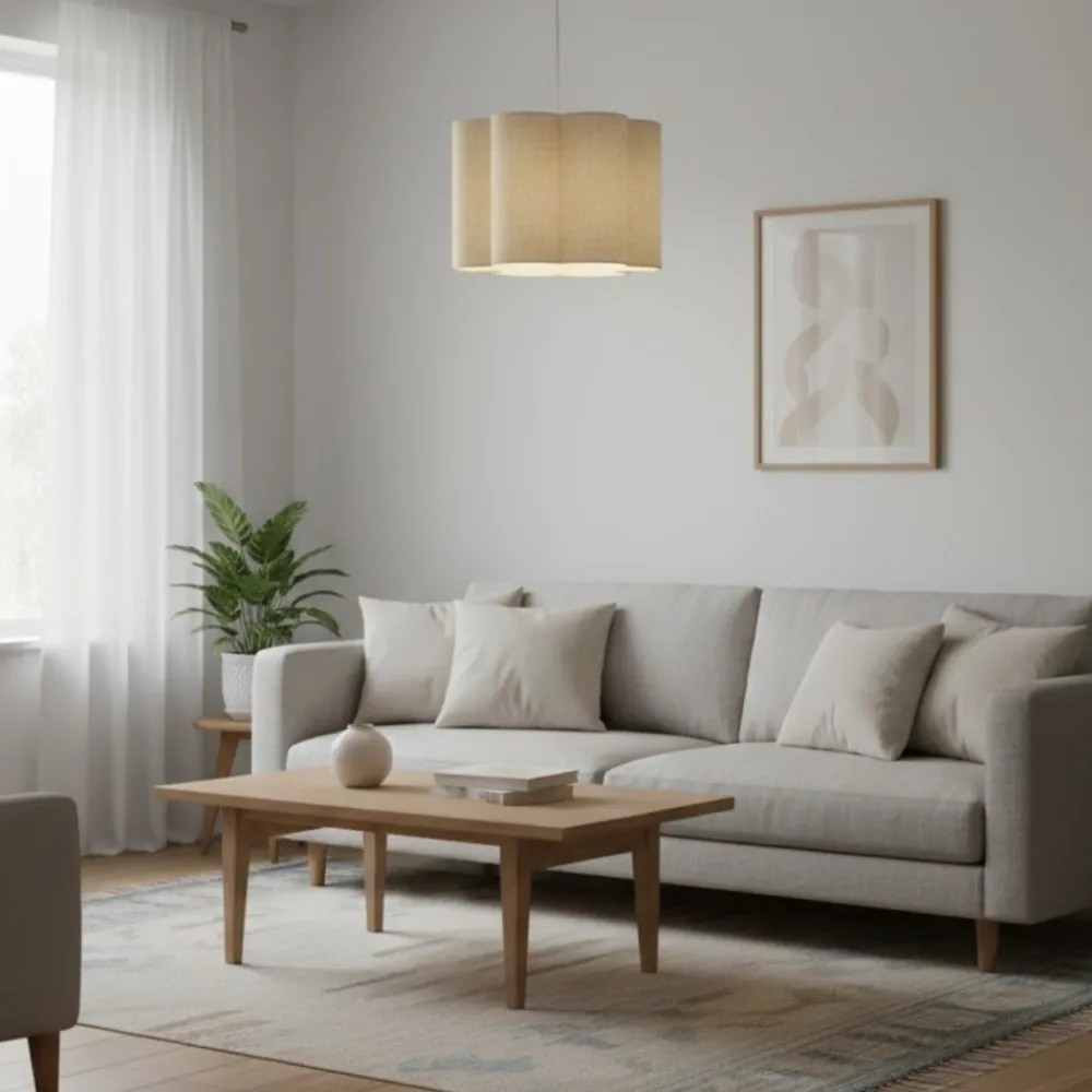 Lampa wisząca beżowa a la len 35x35x25 cm * GIFTDECOR Online