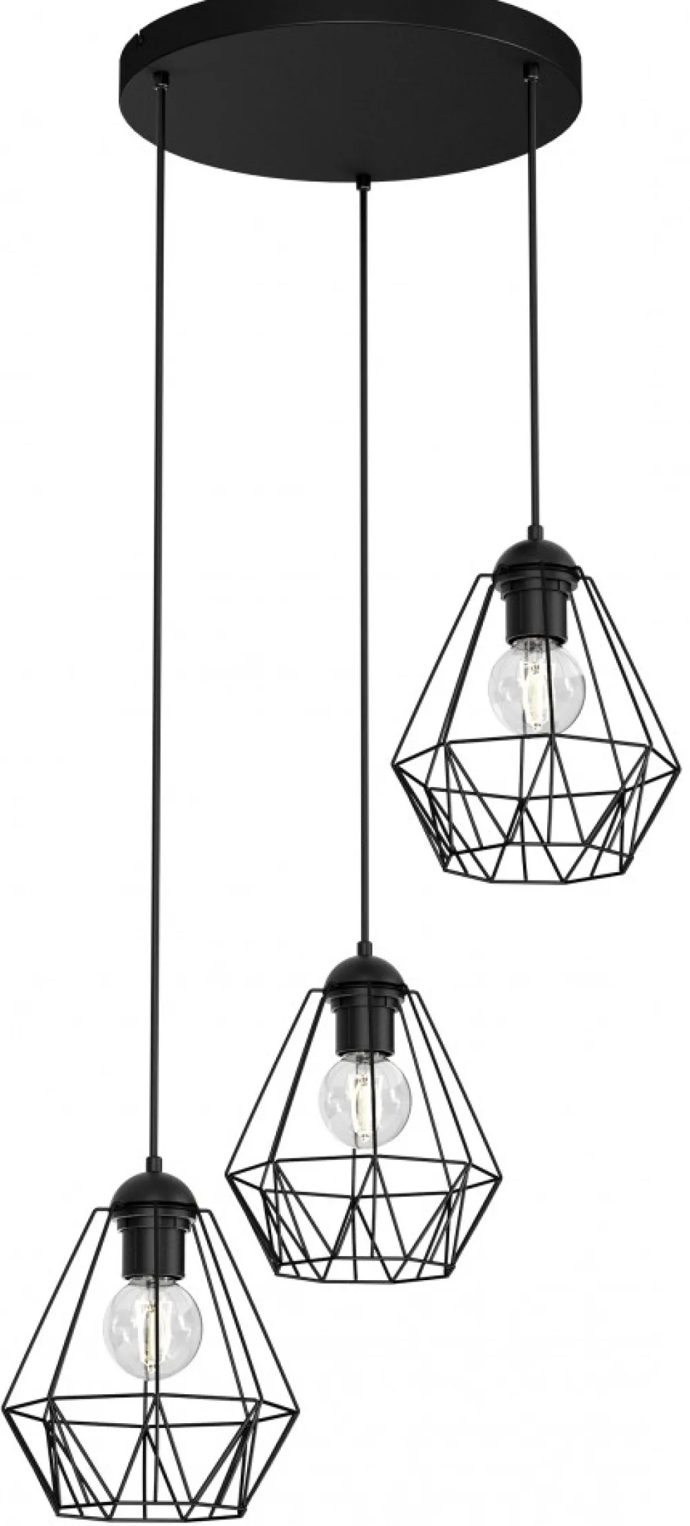 Lampa Wisząca BERGEN Czarny Metalowy Klosz 3xE27 Plafon * Luminex Best