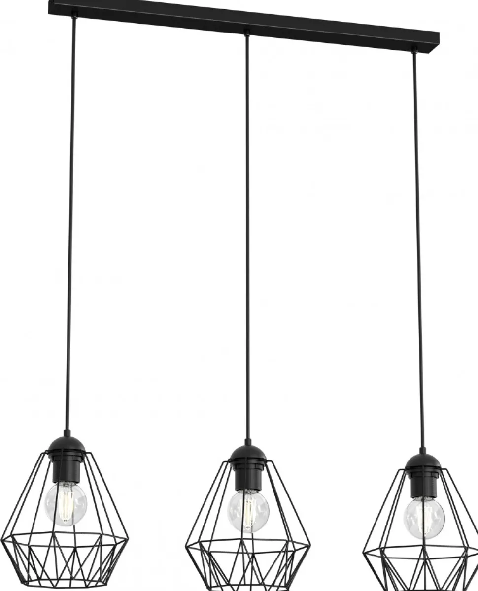 Lampa Wisząca BERGEN Czarny Metalowy Klosz 3xE27
