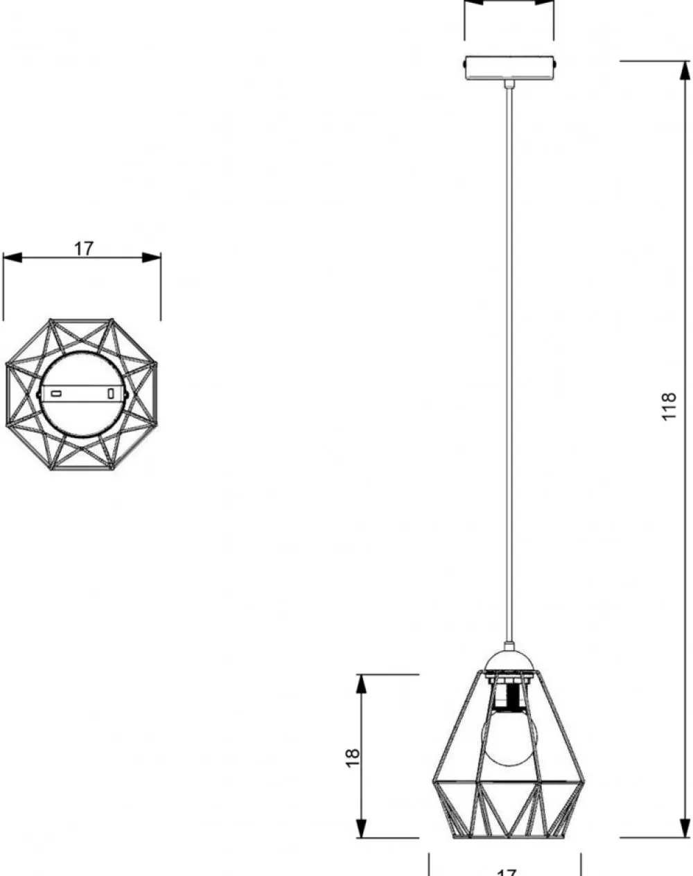 Lampa Wisząca BERGEN Czarny Metalowy Klosz 1xE27 19cm * Luminex Best