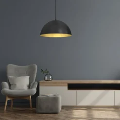 Lampa Wisząca BETA Czarny Złoty Metalowy Klosz 1xE27 35cm * Eko-light Sale