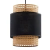 Lampa Wisząca BOHO Czarny Beżowy Abażur 1xE27 20 cm * TK Lighting New