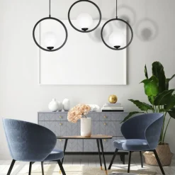 Lampa Wisząca BOSTON Czarny Szklane Klosze 3xE14 * Eko-light Clearance