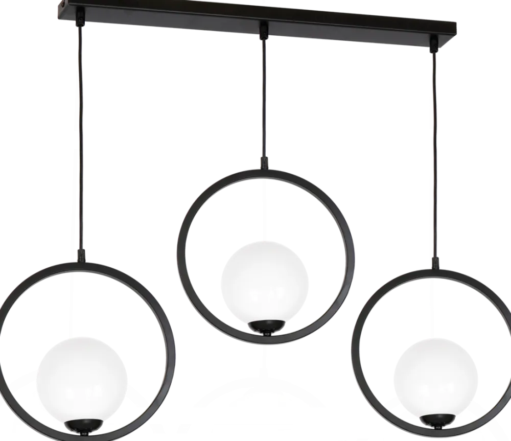 Lampa Wisząca BOSTON Czarny Szklane Klosze 3xE14 * Eko-light Clearance