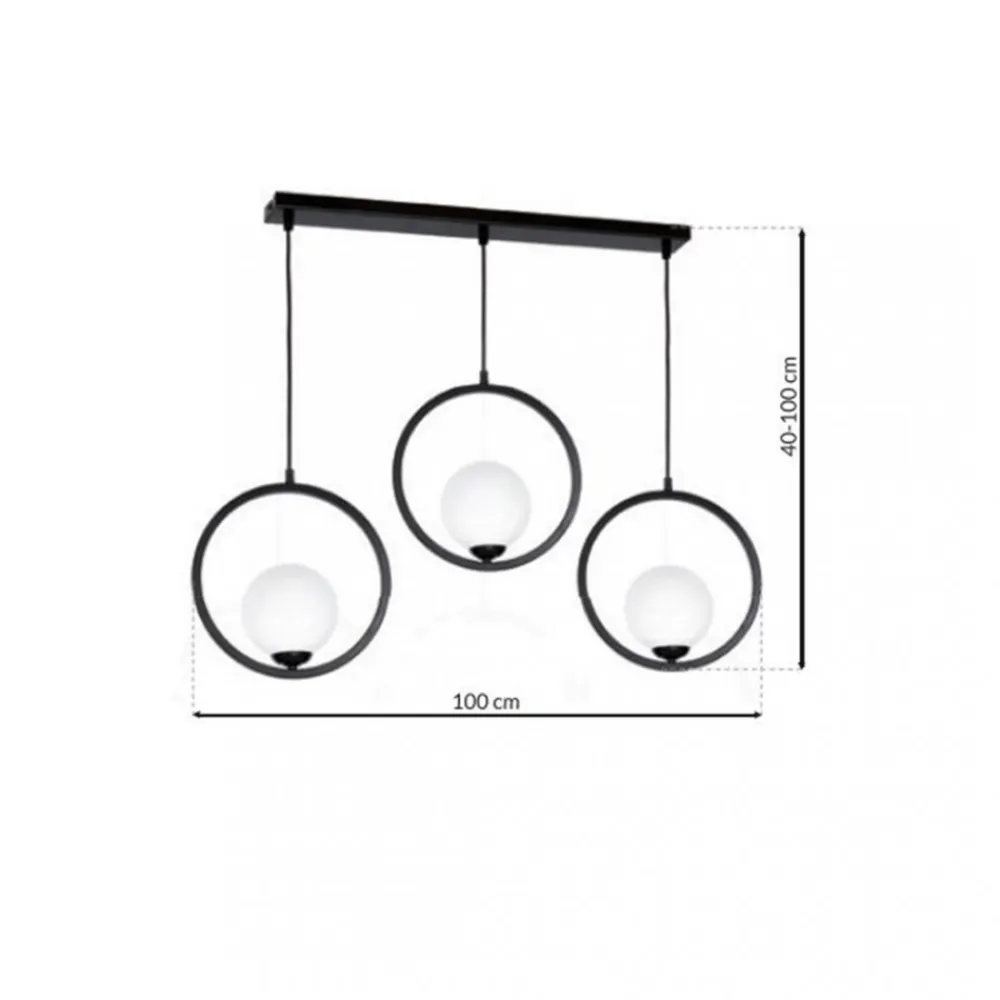 Lampa Wisząca BOSTON Czarny Szklane Klosze 3xE14 * Eko-light Clearance